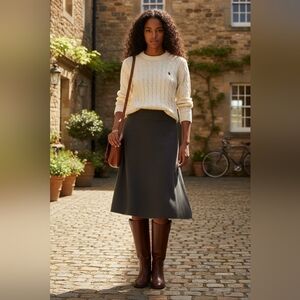 Beyond Threads Charcoal A-Line Wool Women's Skirt Size L